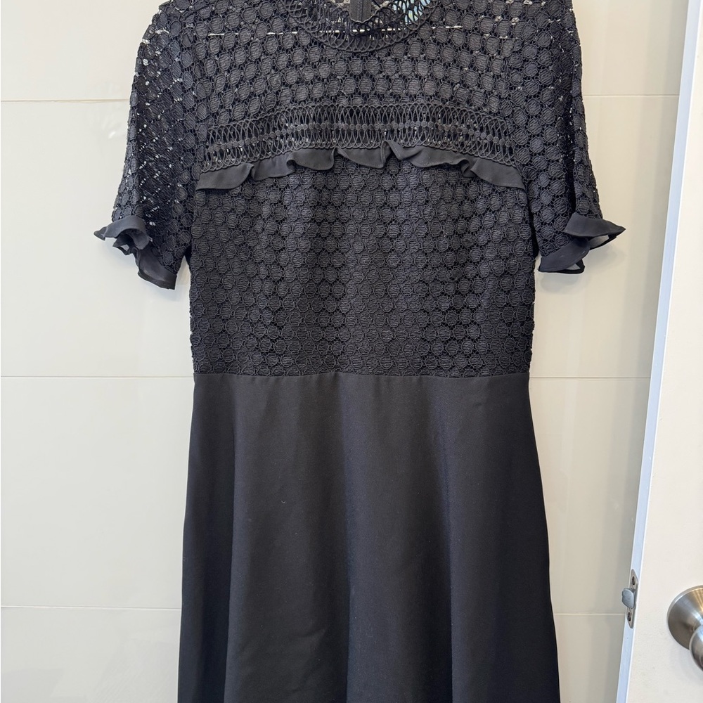 CeCe Black Textured Midi Dress